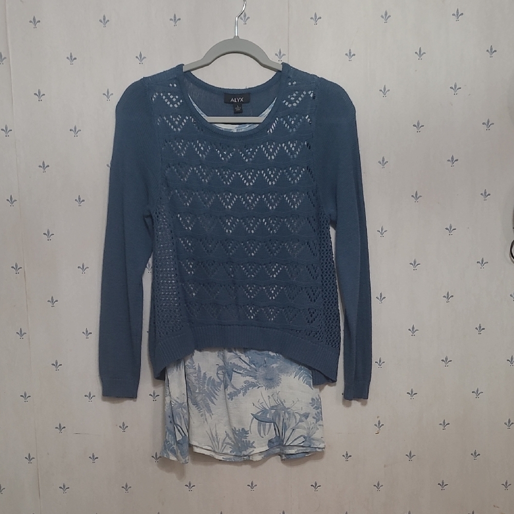 Alyx Teal Sweater with Floral Accent